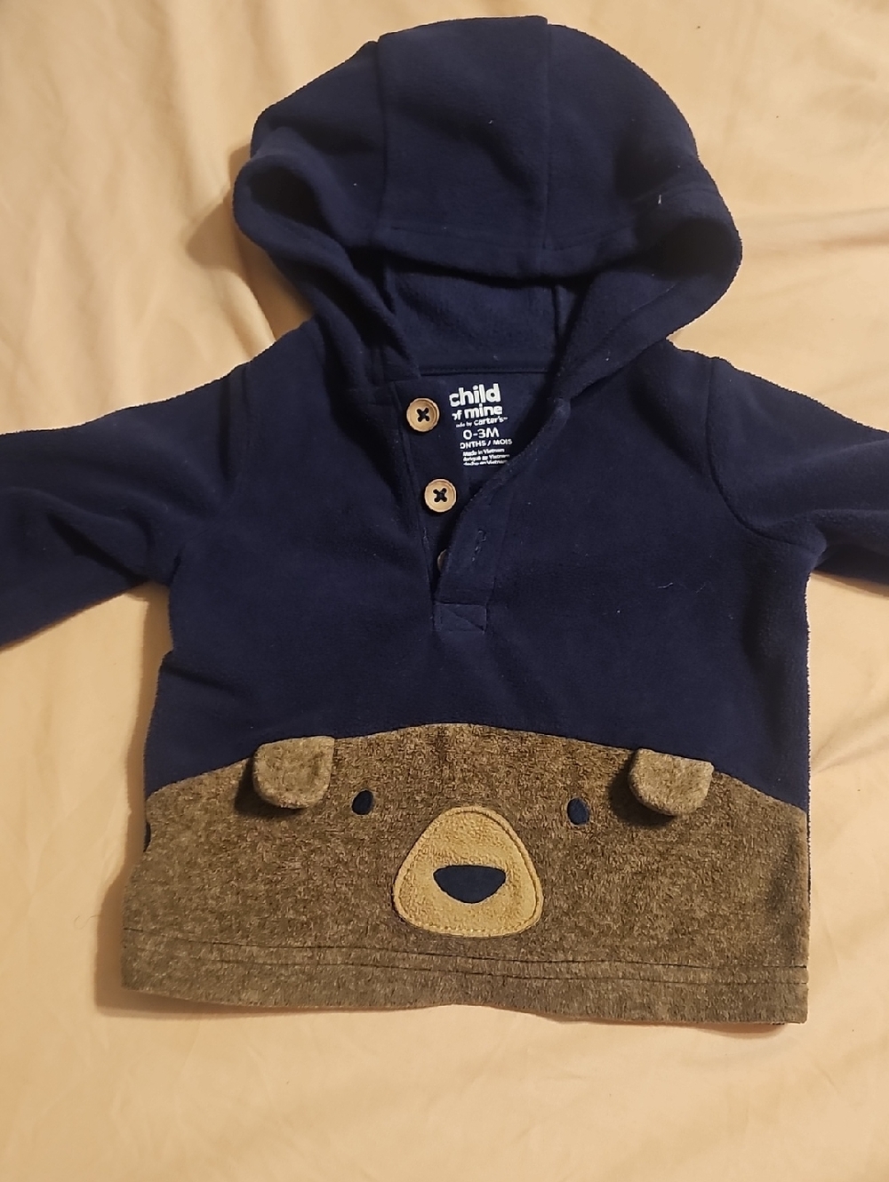 child of mine Navy and Brown Bear Hooded Pullover